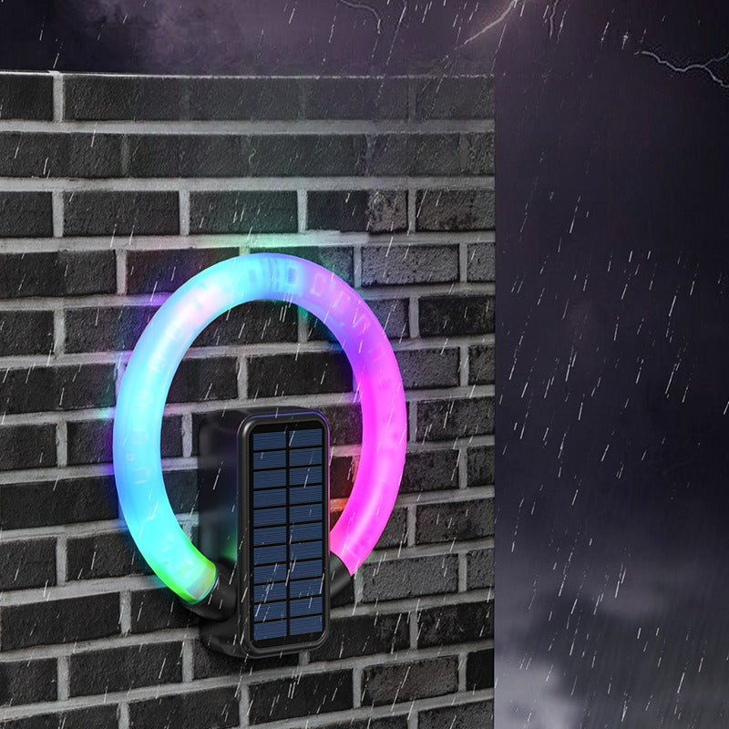Solar RGB Ring Wall Light – IP65 Waterproof Outdoor Garden LED Lamp