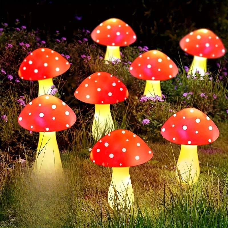 8 Pack Solar Outdoor Red Mushroom Decorative Lights - CE GARDEN