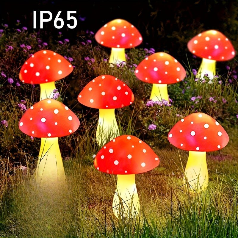 8 Pack Solar Outdoor Red Mushroom Decorative Lights - CE GARDEN