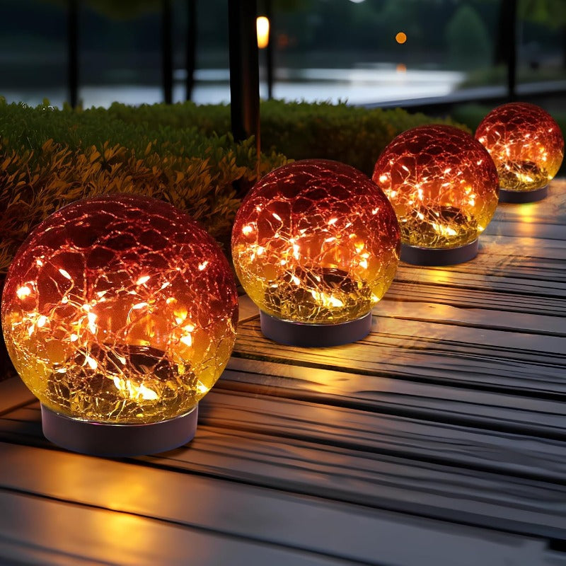 CEGarden solar cracked glass globe lights outdoor garden ball lights 2-8 pack