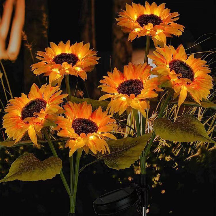 CEGarden artificial solar sunflower garden lights outdoor stake lights