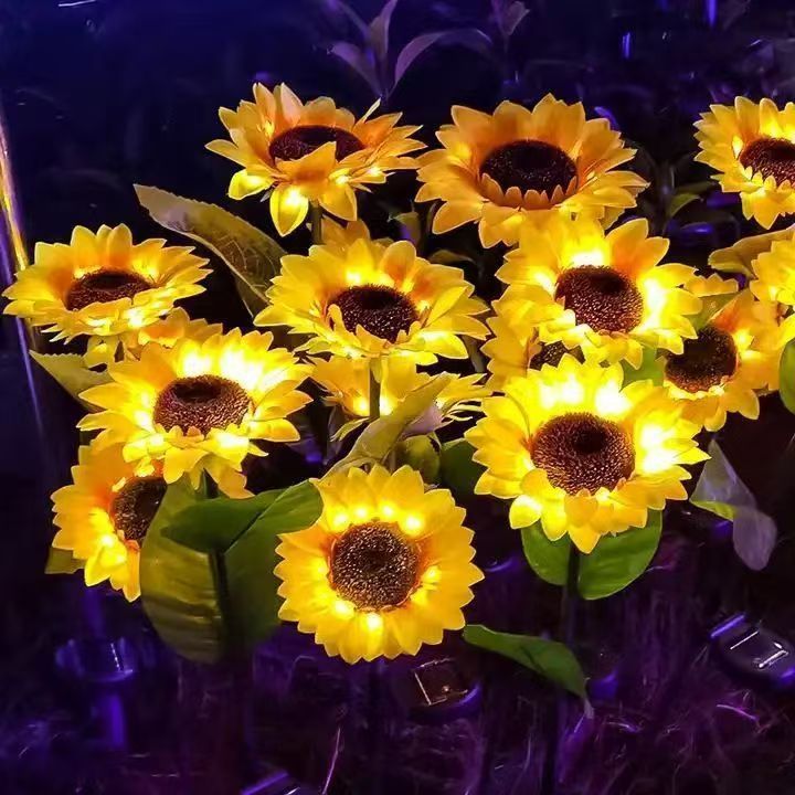 CEGarden artificial solar sunflower garden lights outdoor stake lights