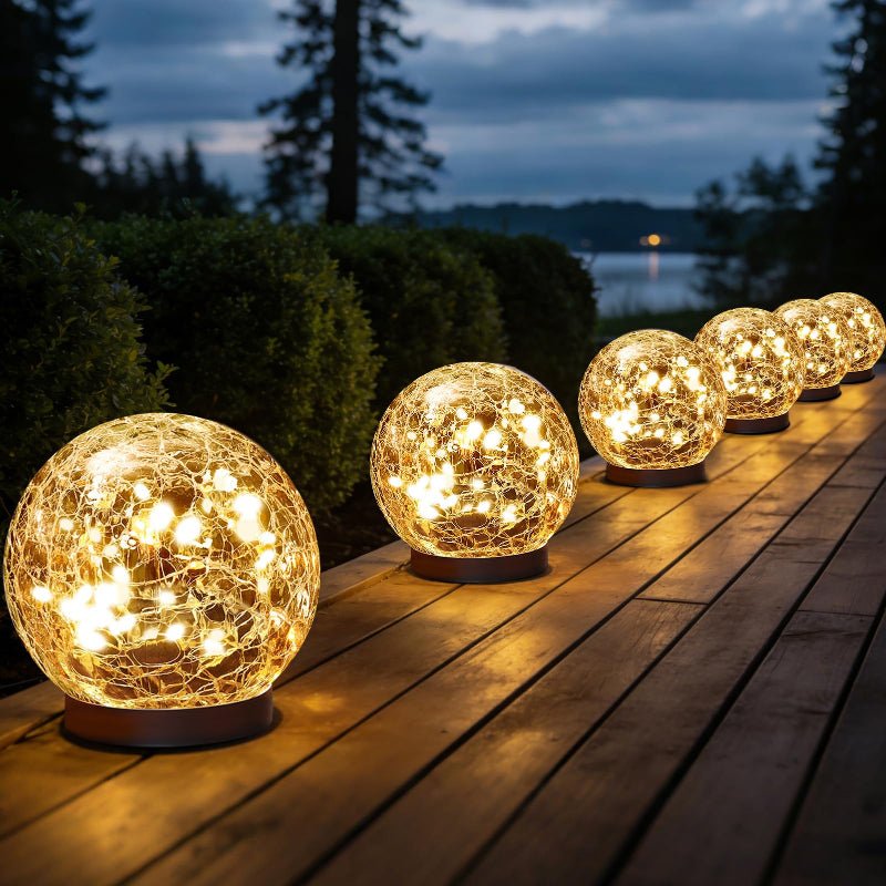 CEgarden Solar Globe Lights Outdoor – Cracked Glass Ball Garden Lights (2–8 Pack) - CE GARDEN