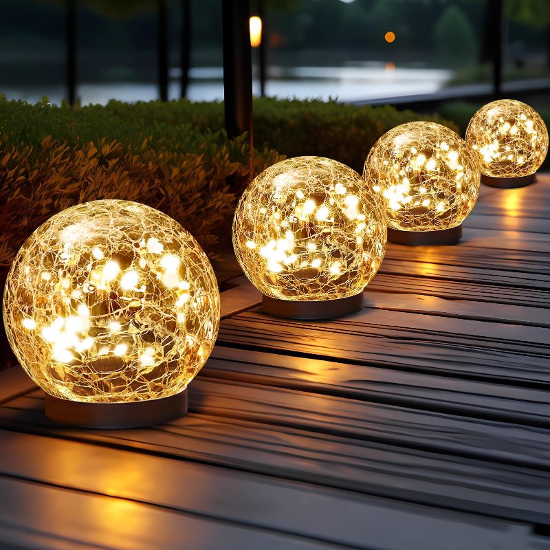 CEgarden Solar Globe Lights Outdoor – Cracked Glass Ball Garden Lights (2–8 Pack) - CE GARDEN