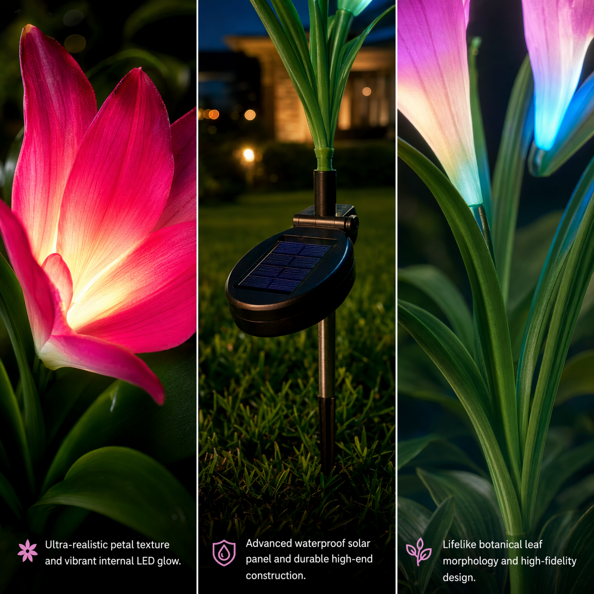 Lily Solar Garden Lights Outdoor Waterproof LED Decorative Stake Lights - CE GARDEN