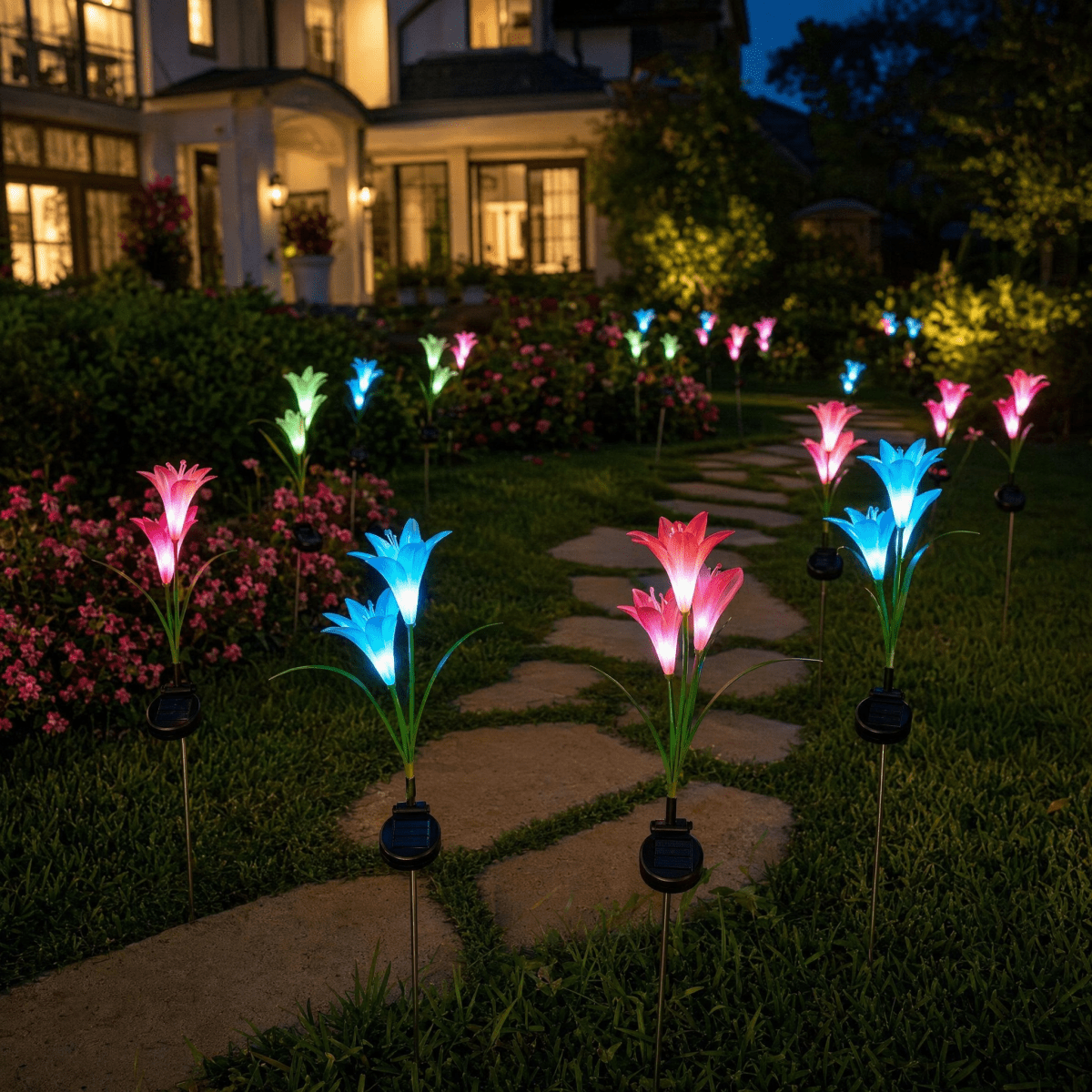 Lily Solar Garden Lights Outdoor Waterproof LED Decorative Stake Lights - CE GARDEN