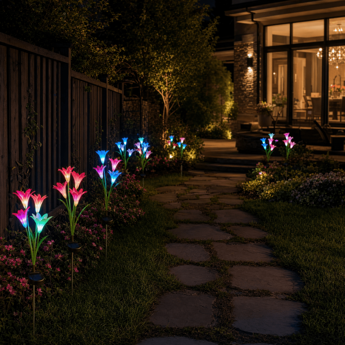 Lily Solar Garden Lights Outdoor Waterproof LED Decorative Stake Lights - CE GARDEN