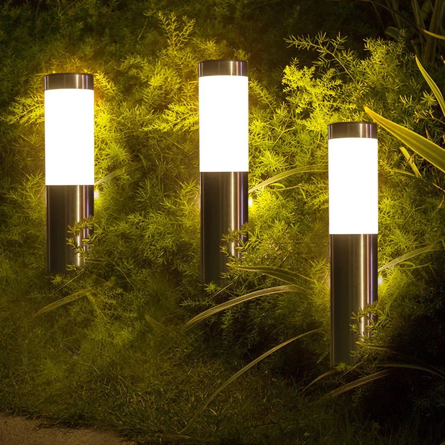 Solar Stainless Steel Outdoor Lights, LED Garden Pathway Decorative Lights - CE GARDEN