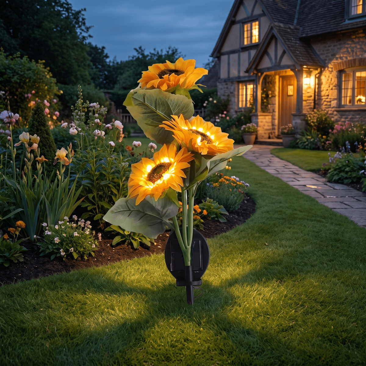 Sunflower Solar Garden Lights Outdoor Waterproof LED Decorative Stake Lights - CE GARDEN