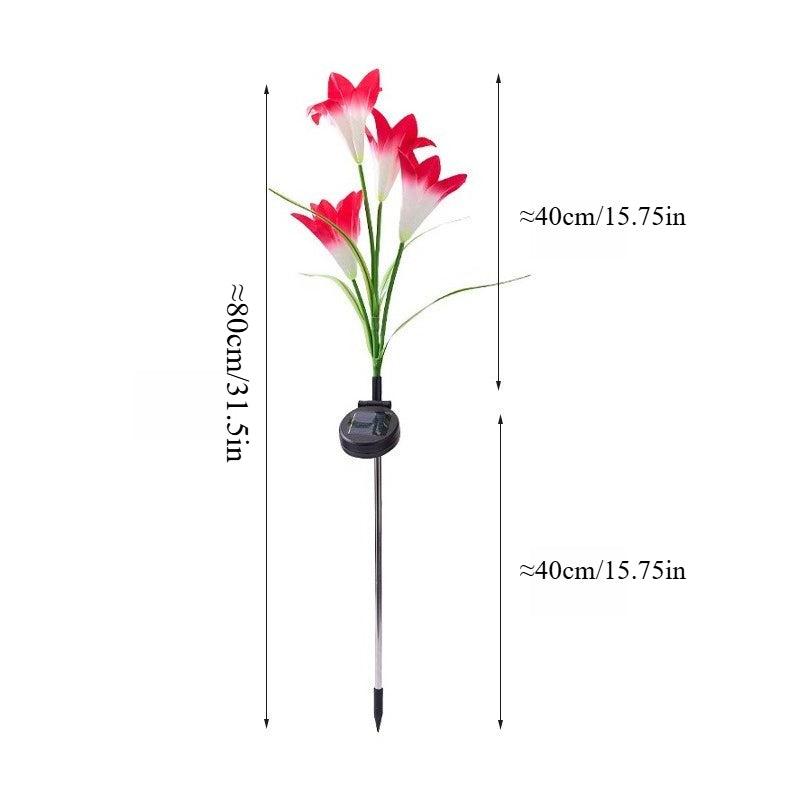 CEGarden solar powered artificial lily garden lights red blue white flower stake lights