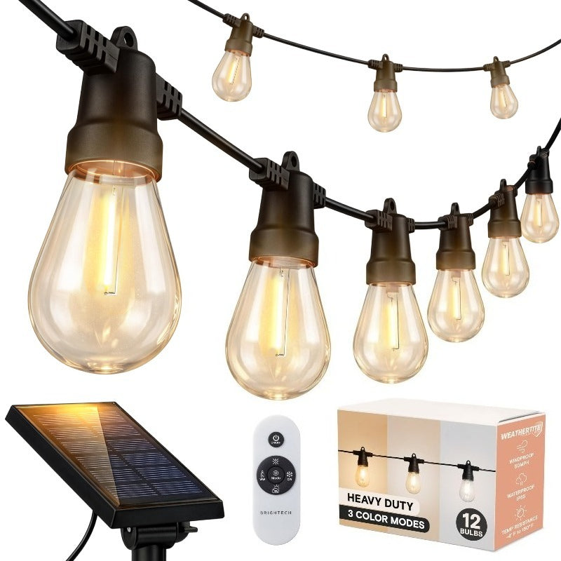 CEGarden solar powered outdoor string lights 27ft Edison patio lights