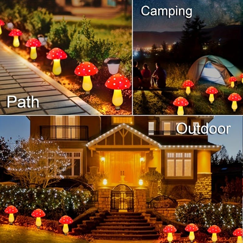 8 Pack Solar Outdoor Red Mushroom Decorative Lights - CE GARDEN