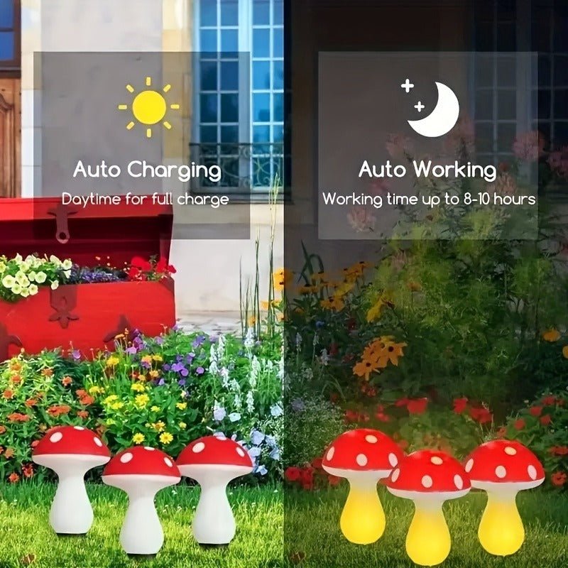 8 Pack Solar Outdoor Red Mushroom Decorative Lights - CE GARDEN