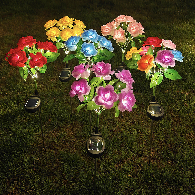 CEGarden artificial solar rose lights garden decor stake lights