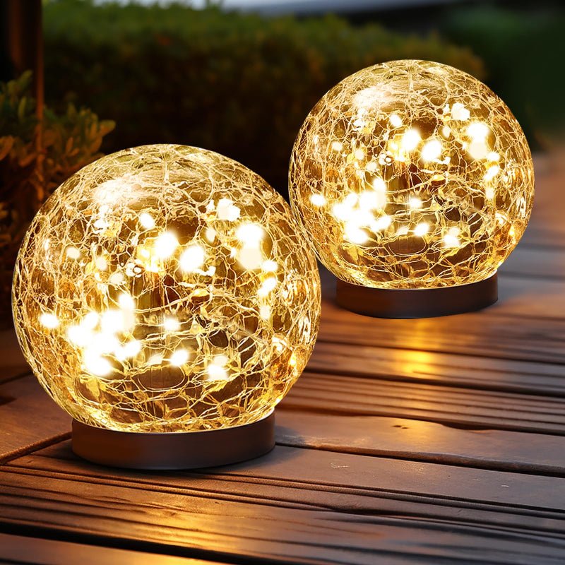CEgarden Solar Globe Lights Outdoor – Cracked Glass Ball Garden Lights (2–8 Pack) - CE GARDEN