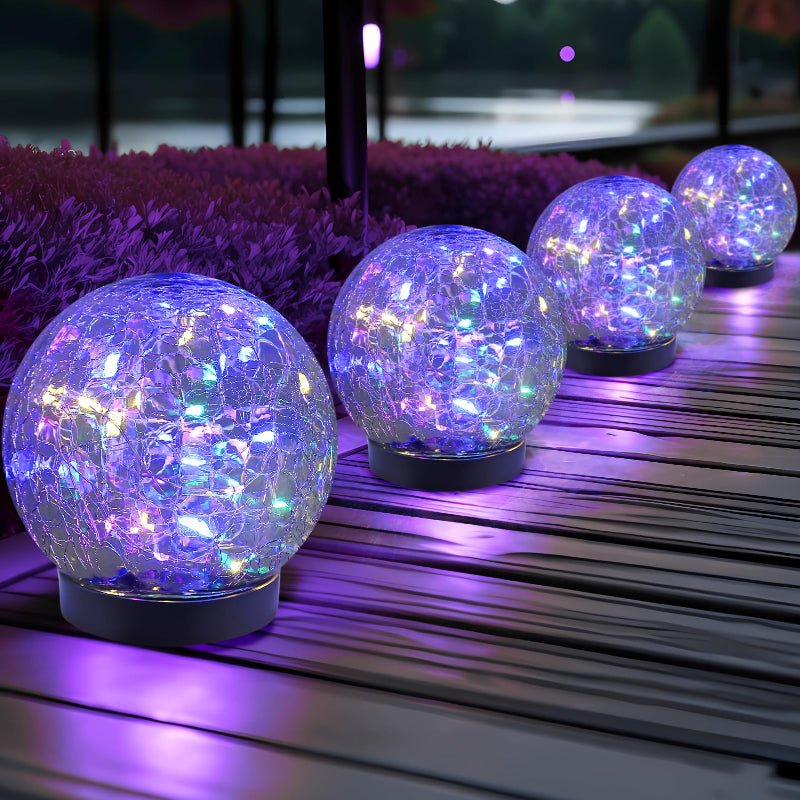 CEgarden Solar Globe Lights Outdoor – Cracked Glass Ball Garden Lights (2–8 Pack) - CE GARDEN
