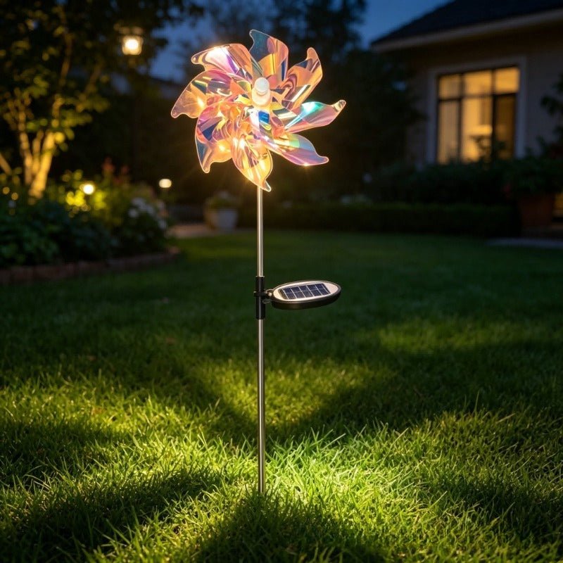 CEgarden Solar Powered Simulated Windmill Light for Courtyard and Garden - CE GARDEN