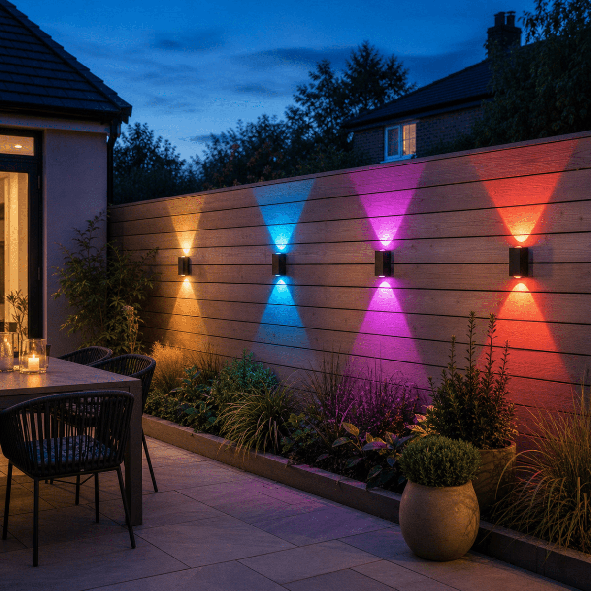 Colour-Changing Solar Wall Lights – Outdoor Ambient Lighting - CE GARDEN