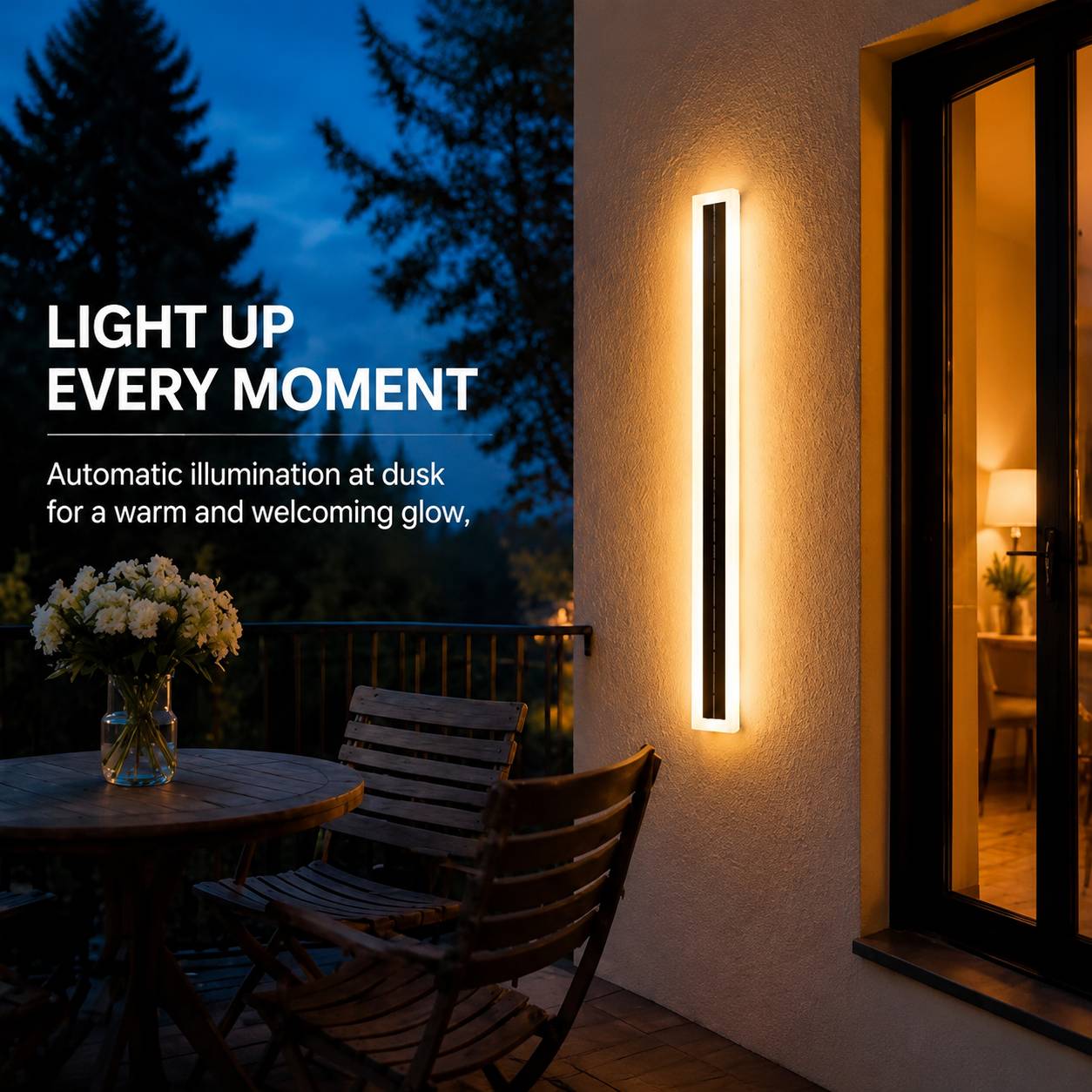 Modern Solar LED Wall Light – IP65 Outdoor Garden Lighting