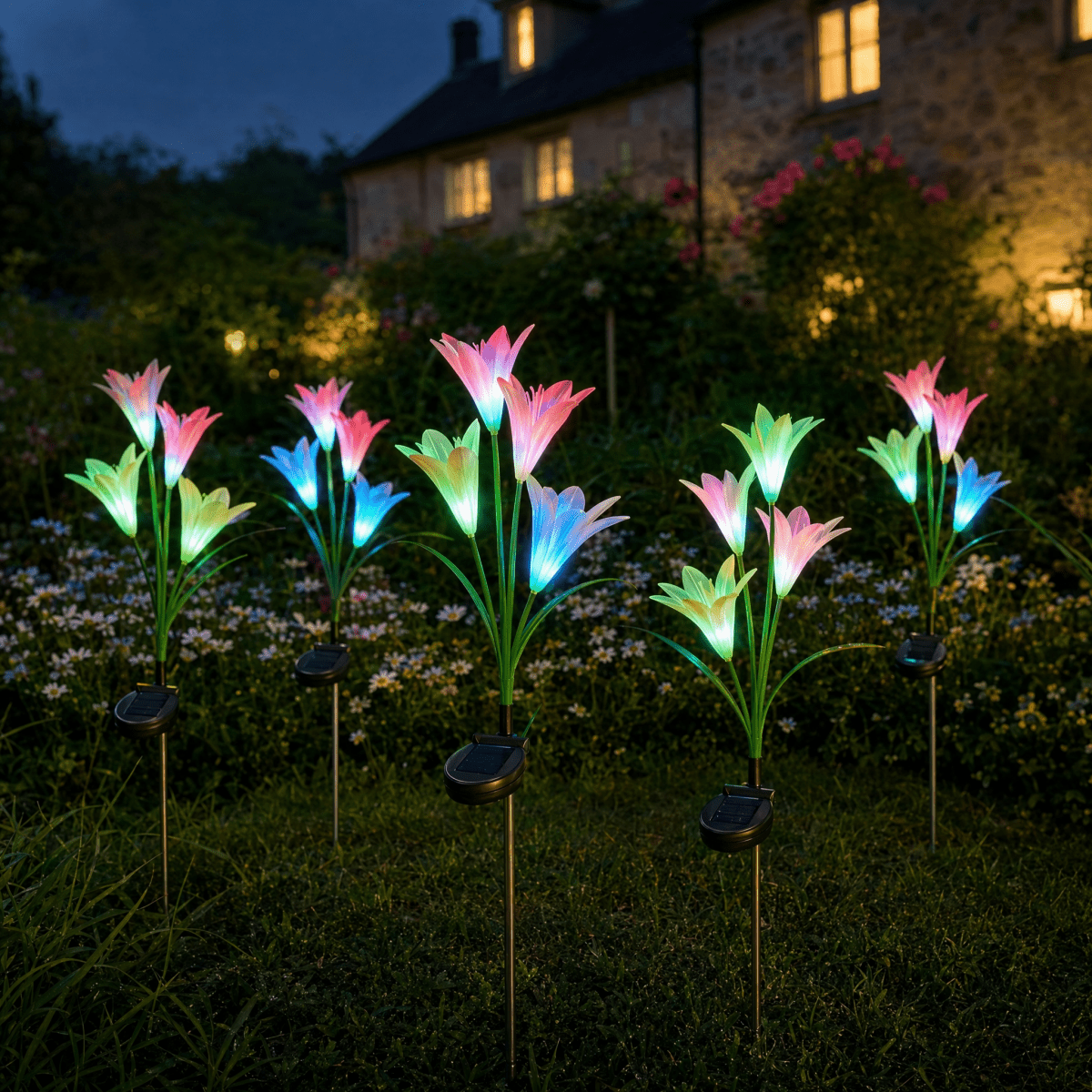 Lily Solar Garden Lights Outdoor Waterproof LED Decorative Stake Lights - CE GARDEN