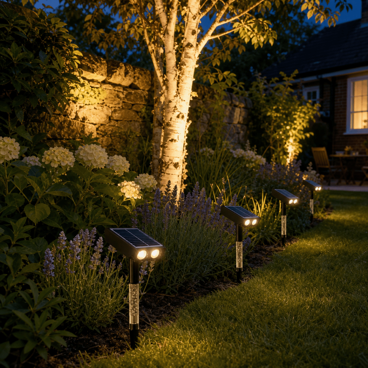 RGB Solar Spotlights – Warm White, IP65 Waterproof - CE GARDEN