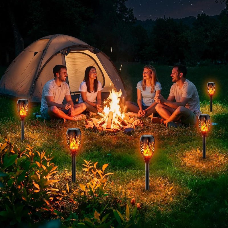 Solar stake light design with a warm decorative glow