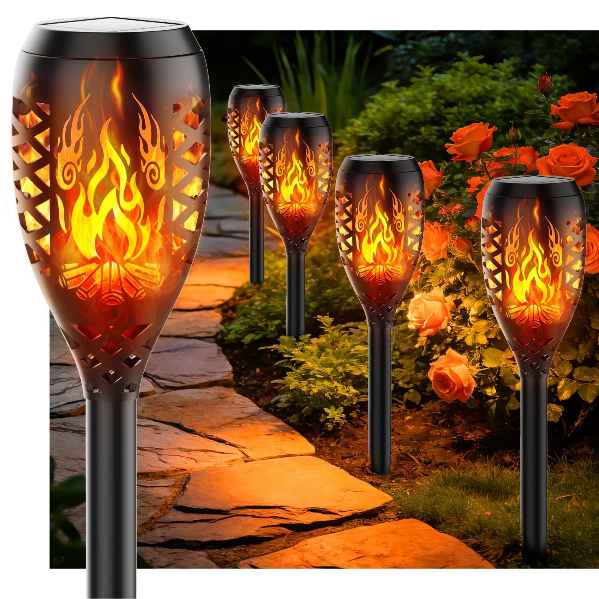 Wire-free solar garden light ground stake installation