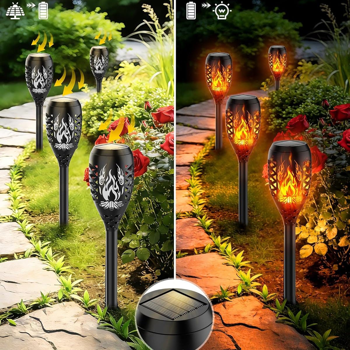 Weather-resistant solar garden lights for patio and lawn