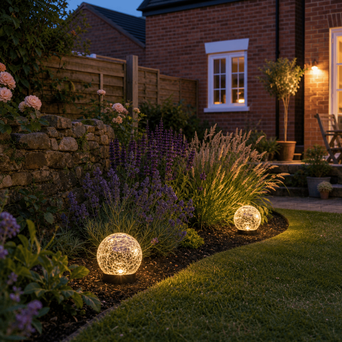 Solar Globe Lights Outdoor Waterproof Cracked Glass Ball Garden Lights 2-6 Pack - CE GARDEN