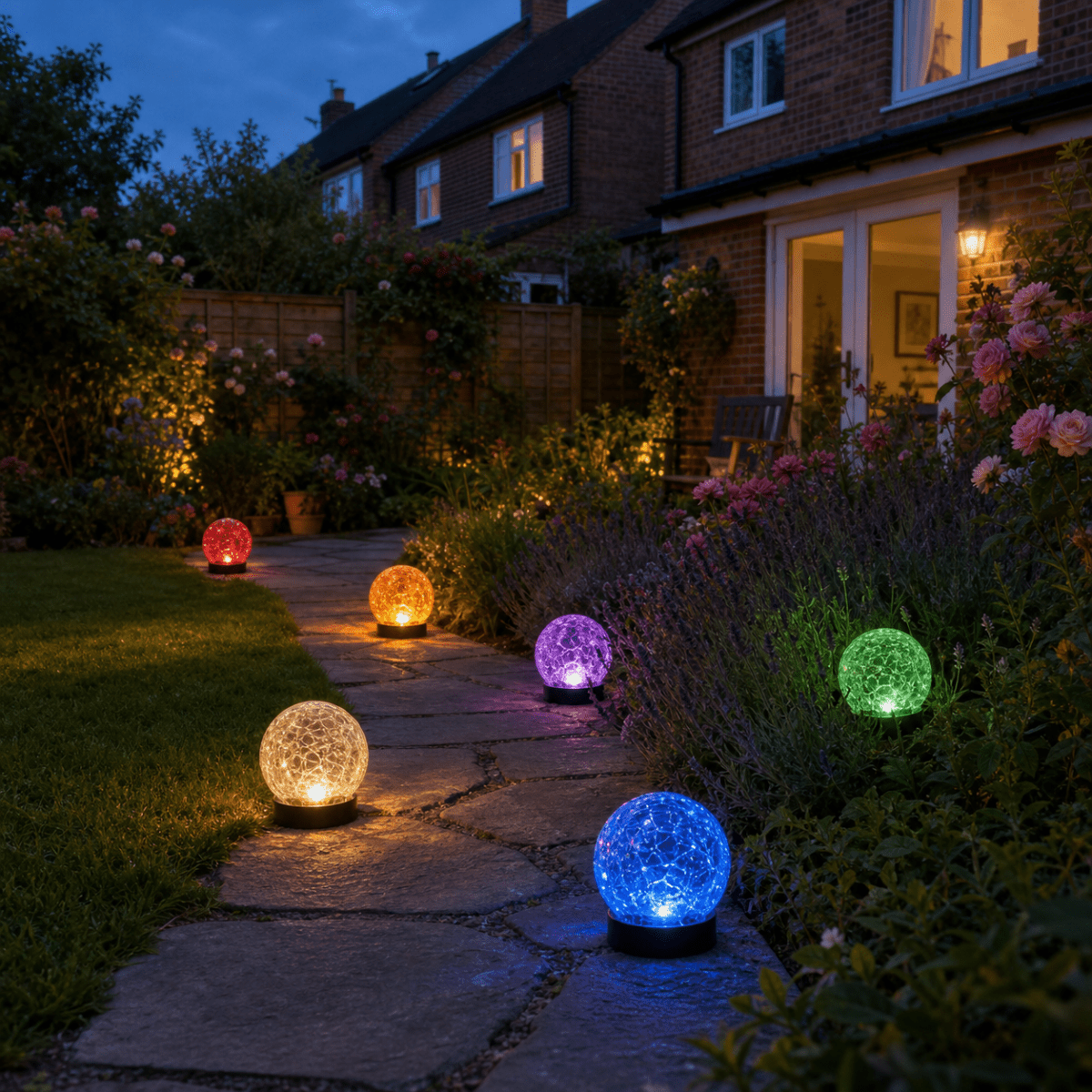 Solar Globe Lights Outdoor Waterproof Cracked Glass Ball Garden Lights 2-6 Pack - CE GARDEN