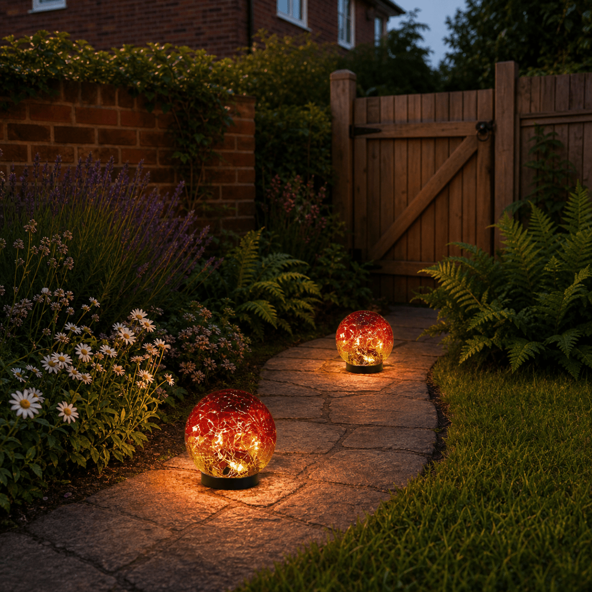 Solar Globe Lights Outdoor Waterproof Cracked Glass Ball Garden Lights 2-6 Pack - CE GARDEN