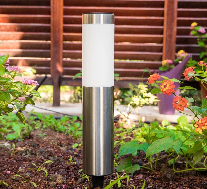 Solar Stainless Steel Outdoor Lights, LED Garden Pathway Decorative Lights - CE GARDEN