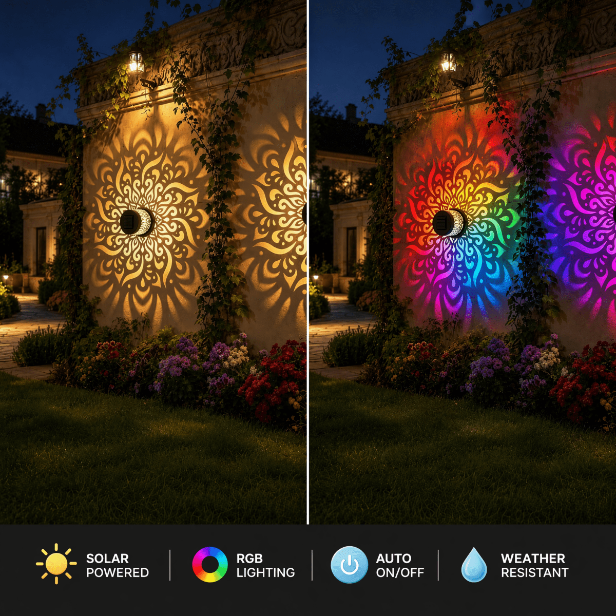Solar Wall Lights Outdoor IP65 Waterproof Stainless Steel Garden Wall Decor Lights - CE GARDEN