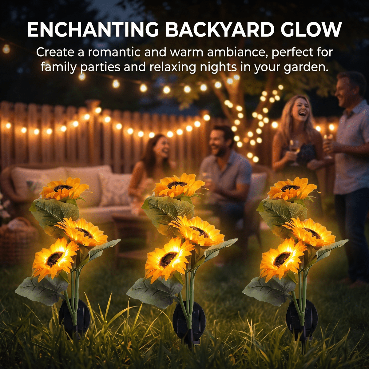Sunflower Solar Garden Lights Outdoor Waterproof LED Decorative Stake Lights - CE GARDEN